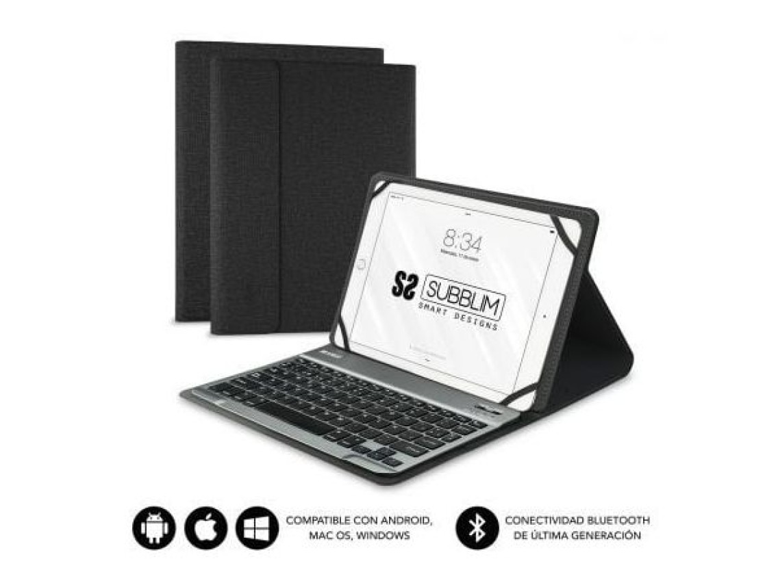 Capa para teclado Bluetooth Subblim Keytab Pro para tablets de 10,1" a 10,8" / Preta