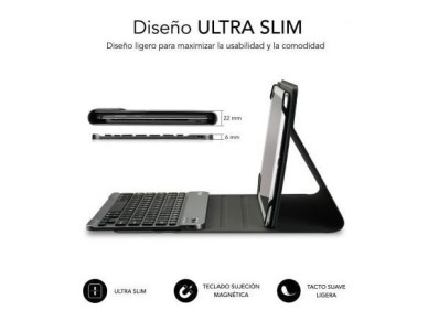 Capa para teclado Bluetooth Subblim Keytab Pro para tablets de 10,1" a 10,8" / Preta