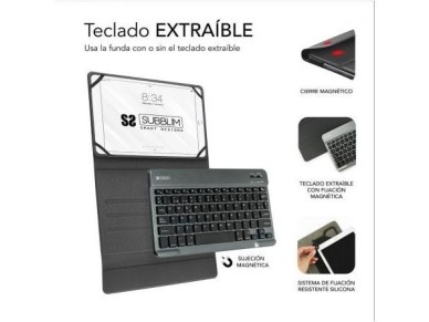 Capa para teclado Bluetooth Subblim Keytab Pro para tablets de 10,1" a 10,8" / Preta