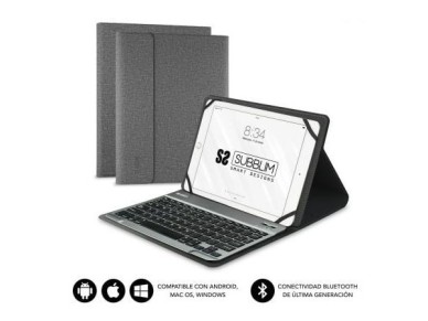 Capa para teclado Bluetooth Subblim Keytab Pro para tablets de 9,6" a 10,8" / Cinza