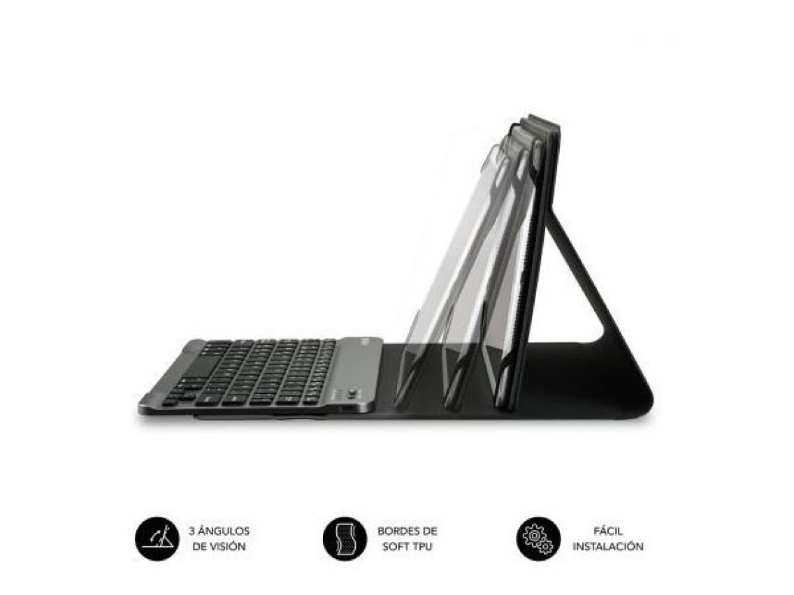 Capa para teclado Bluetooth Subblim Keytab Pro para tablets de 9,6" a 10,8" / Cinza
