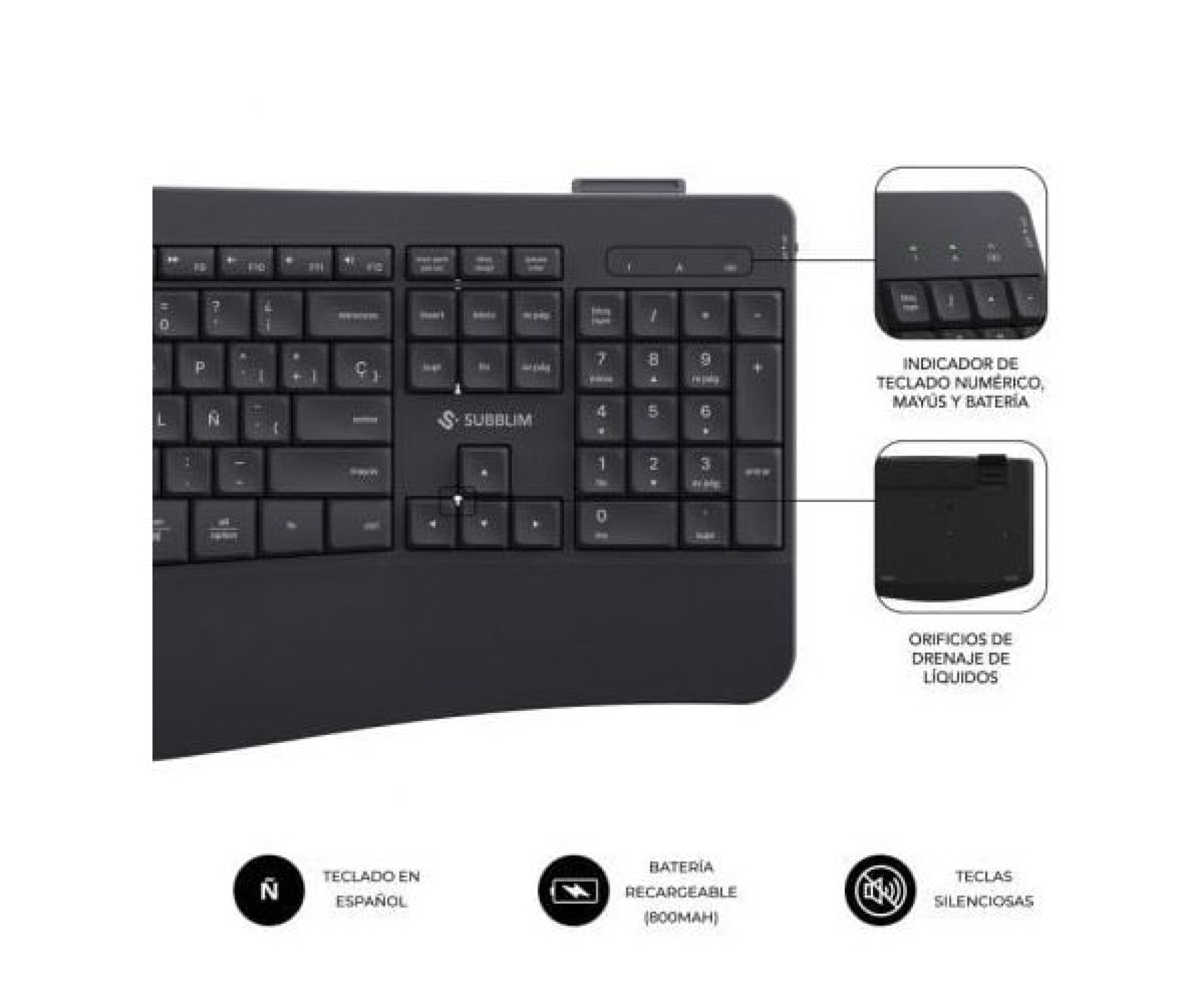 Teclado y Ratón Inalámbrico Subblim Combo Dual Office Prowave/ Negro
