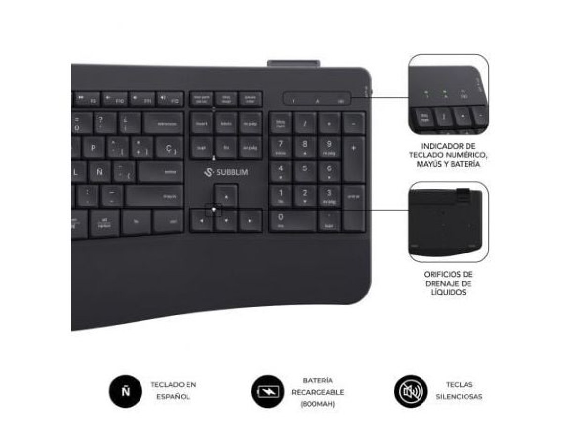 Teclado y Ratón Inalámbrico Subblim Combo Dual Office Prowave/ Negro