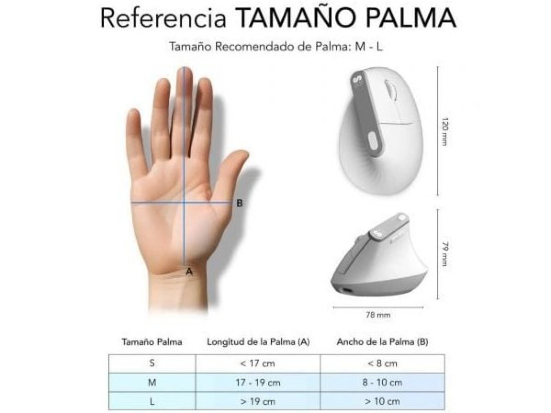 Subblim Nature Vertical Ergo Dual Battery Wireless Bluetooth Vertical Mouse / 2.4GHz / Rechargeable 
