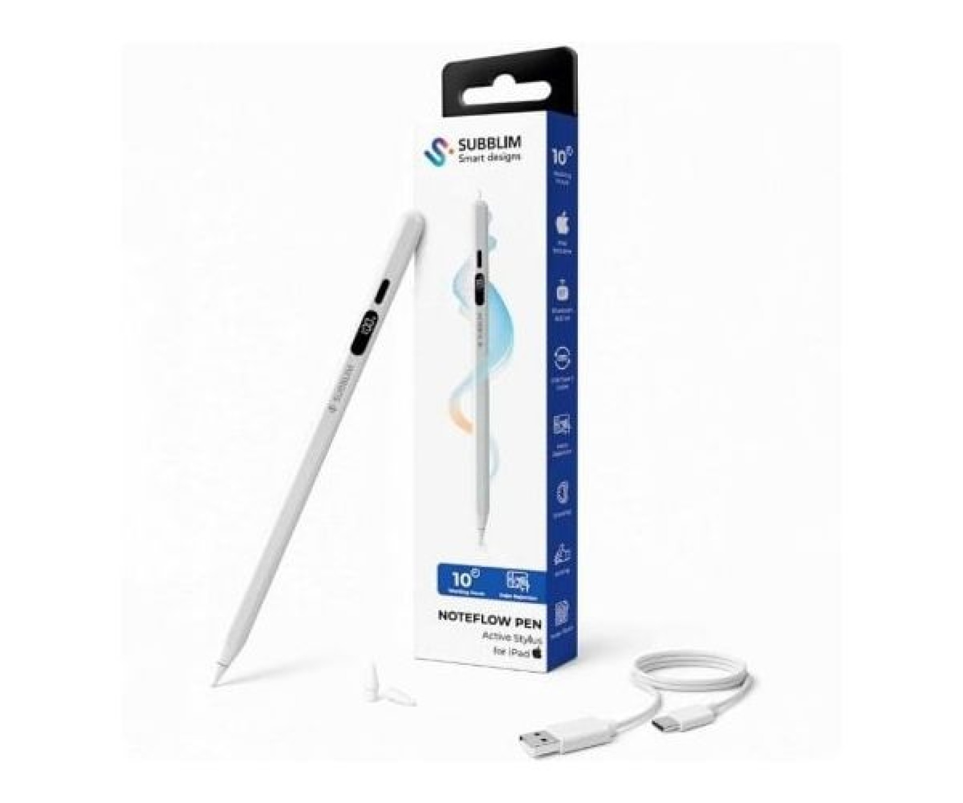 Lápiz Electrónico Subblim NoteFlow Pen para iPad/ Blanco