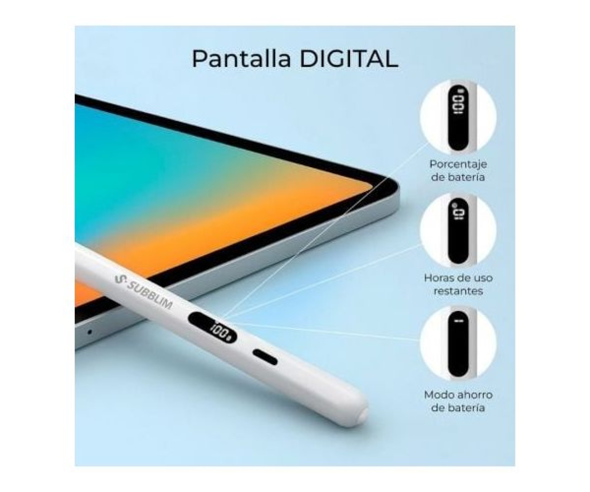 Lápiz Electrónico Subblim NoteFlow Pen para iPad/ Blanco