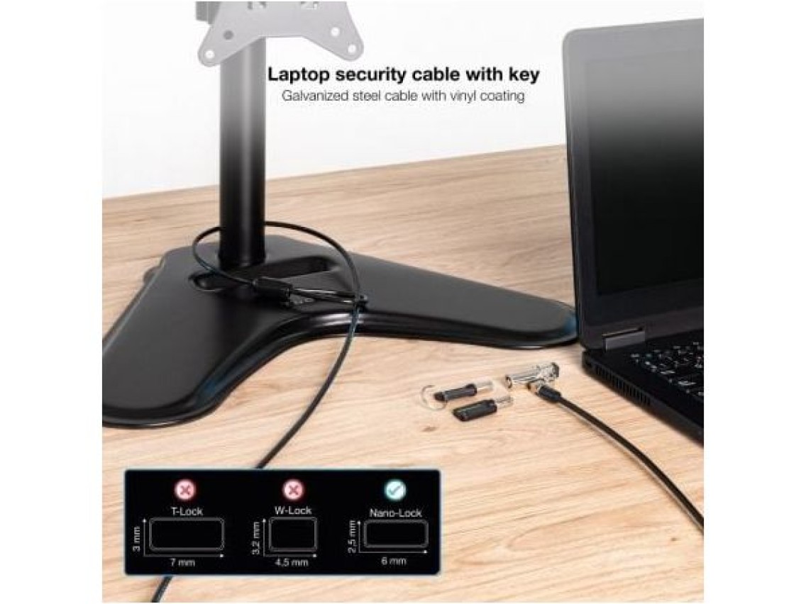 TooQ TQCLKC0045-G/ 1.5m Nano Type Security Cable for Laptops