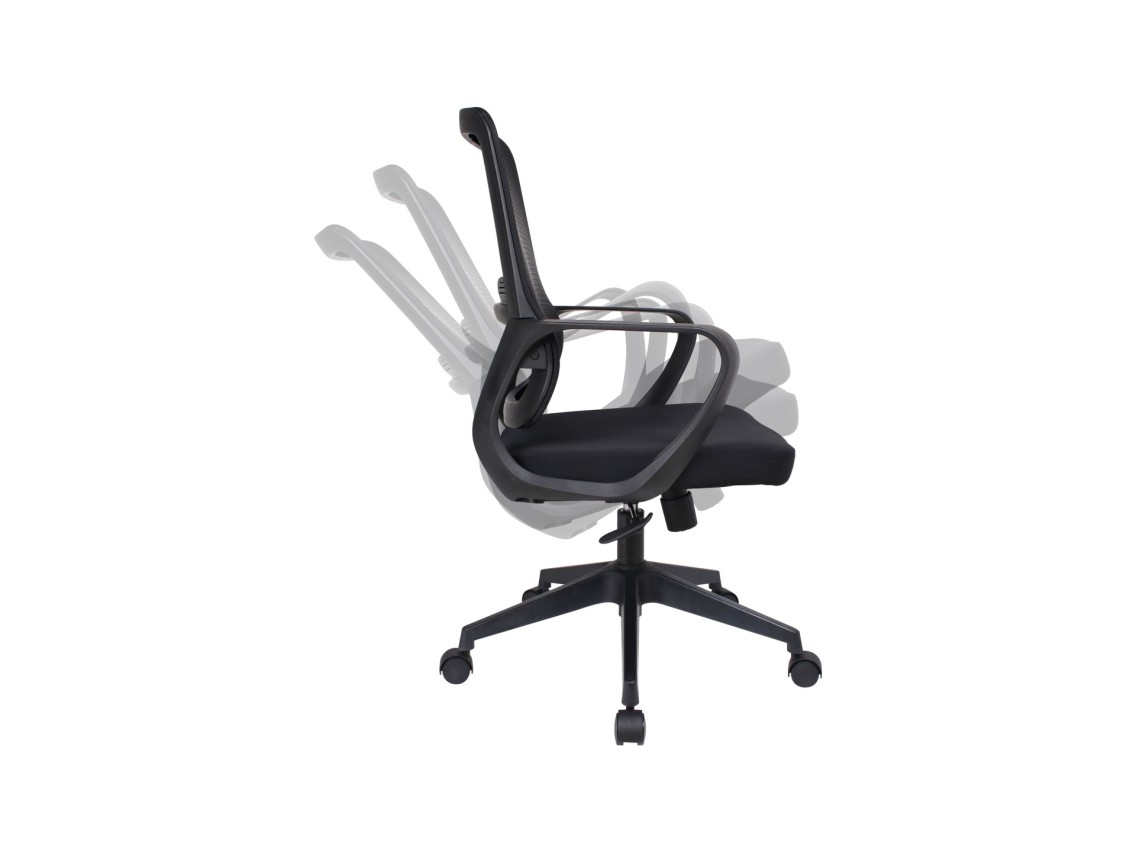 Techancy Black Computer Office Chair MD4900. Fabric seat. Curved lumbar support. Adjustable height a