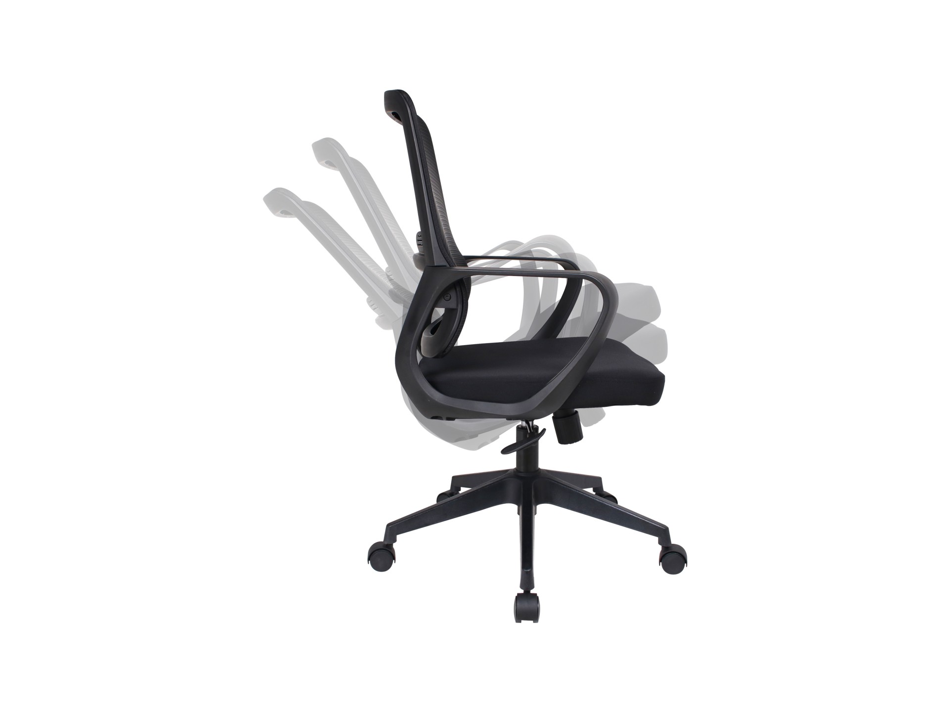 Techancy Black Computer Office Chair MD4900. Fabric seat. Curved lumbar support. Adjustable height a