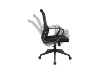 Techancy Black Computer Office Chair MD4900. Fabric seat. Curved lumbar support. Adjustable height a
