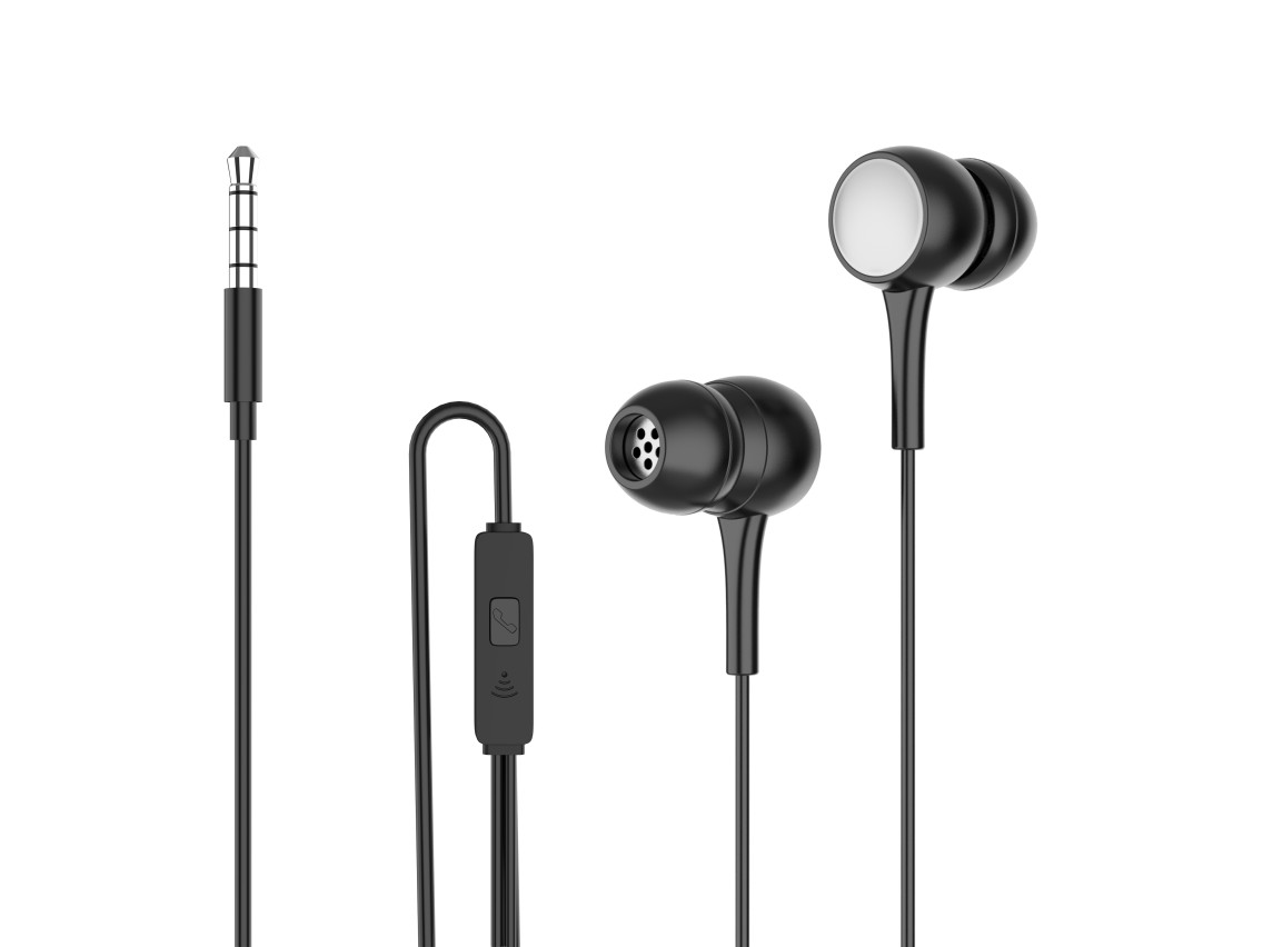 Techancy In-Ear Headphones with Black Wires 1.2m TD8057, 3.5mm Jack Compatible with Mobile Phones/PC