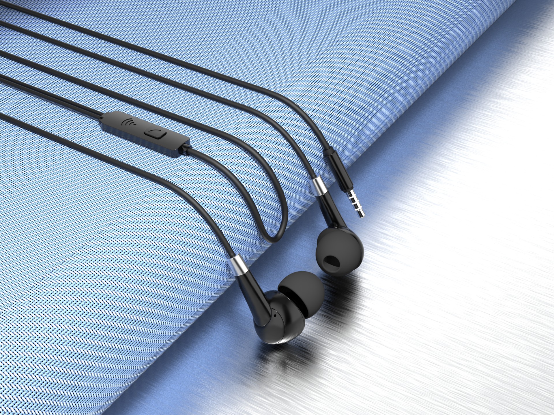 Techancy In-Ear Headphones with Black Wires 1.2m TD8056, 3.5mm Jack Compatible with Mobile Phones/PC