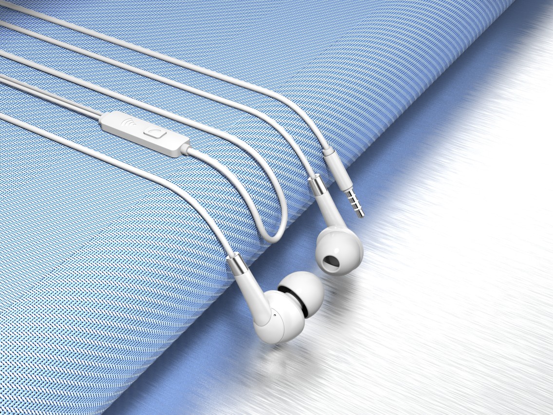Techancy In-Ear Headphones with White Wires 1.2 M TD8056, 3.5 Mm Jack Compatible with Mobile Phones/