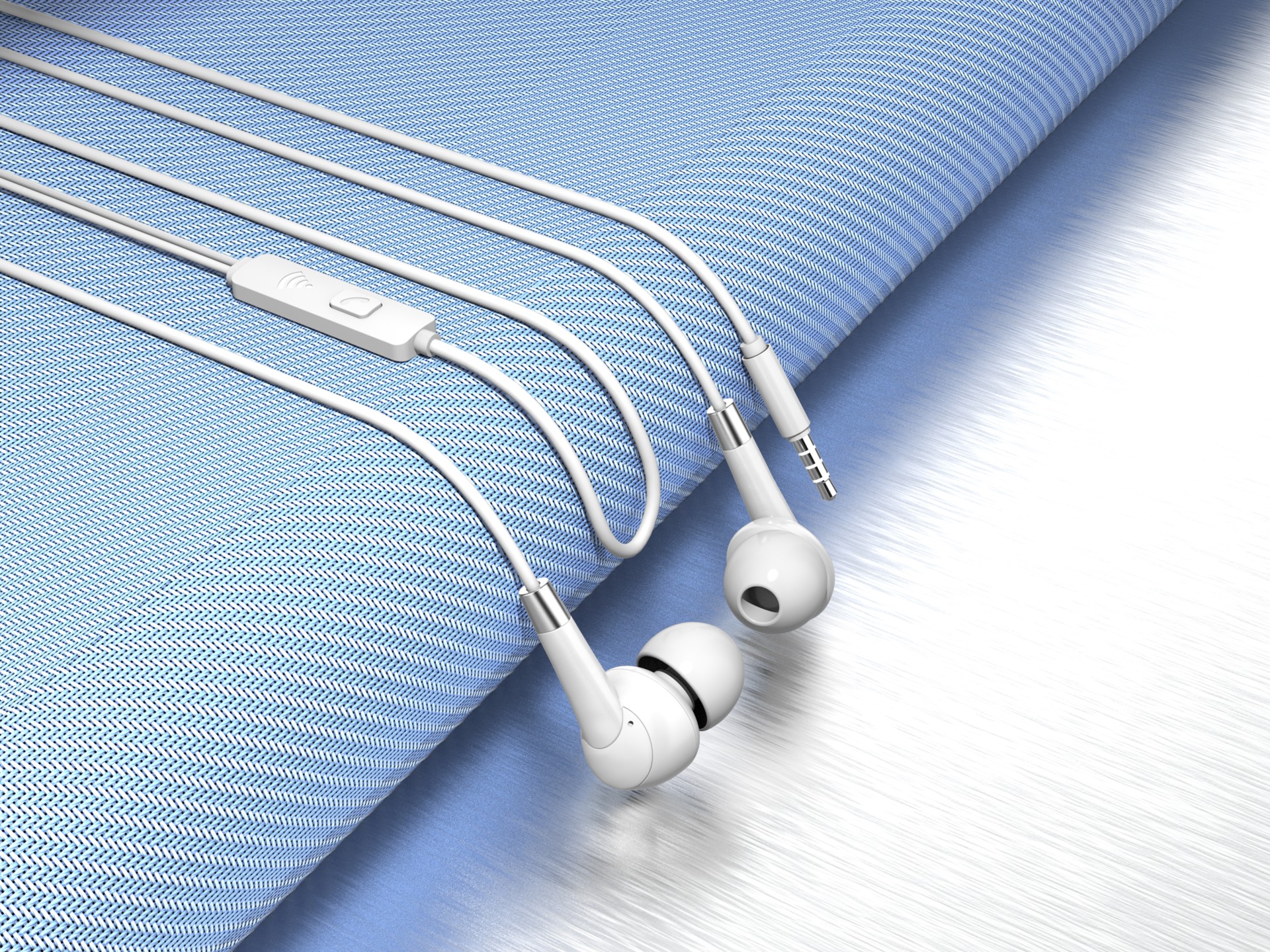 Techancy In-Ear Headphones with White Wires 1.2 M TD8056, 3.5 Mm Jack Compatible with Mobile Phones/