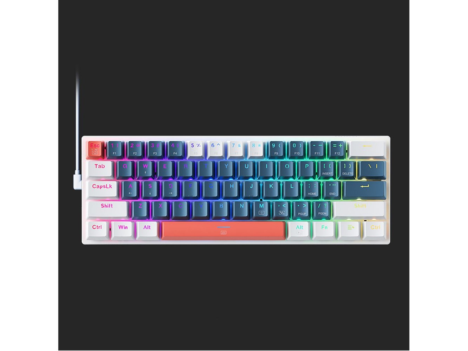 Machenike K500-B61 Wired Mechanical Gaming Keyboard with Backlight Blue Switch - Blue and White