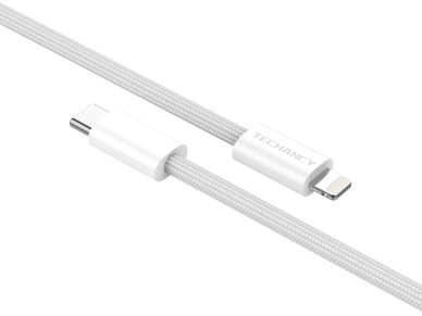 Techancy PD Data Cable TB1764, 25W, 1m White, USB-C to Lightning, Compatible with iPhone 8/XS/11-14,