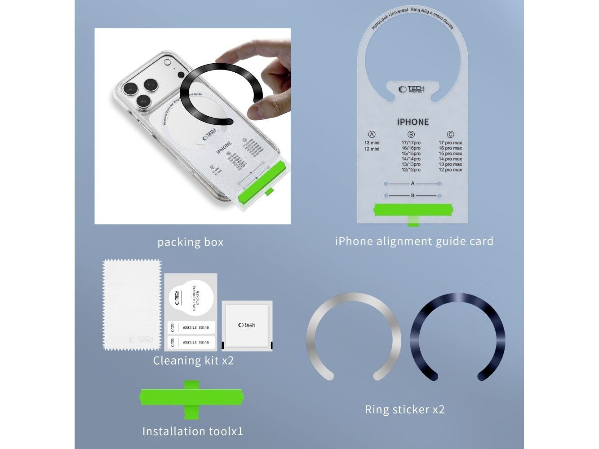 Tech-Protect MMP-210 MagSafe 2-Pack Magnetic Ring - Silver / Navy Blue
