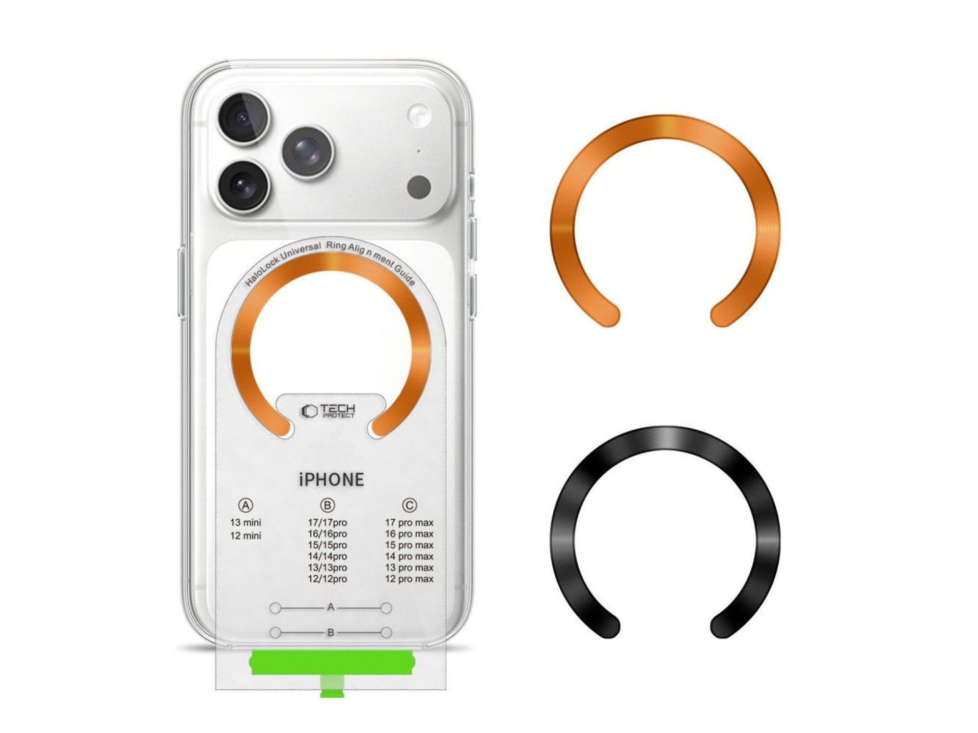 Tech-Protect MMP-210 MagSafe 2-Pack Magnetic Ring - Orange / Black