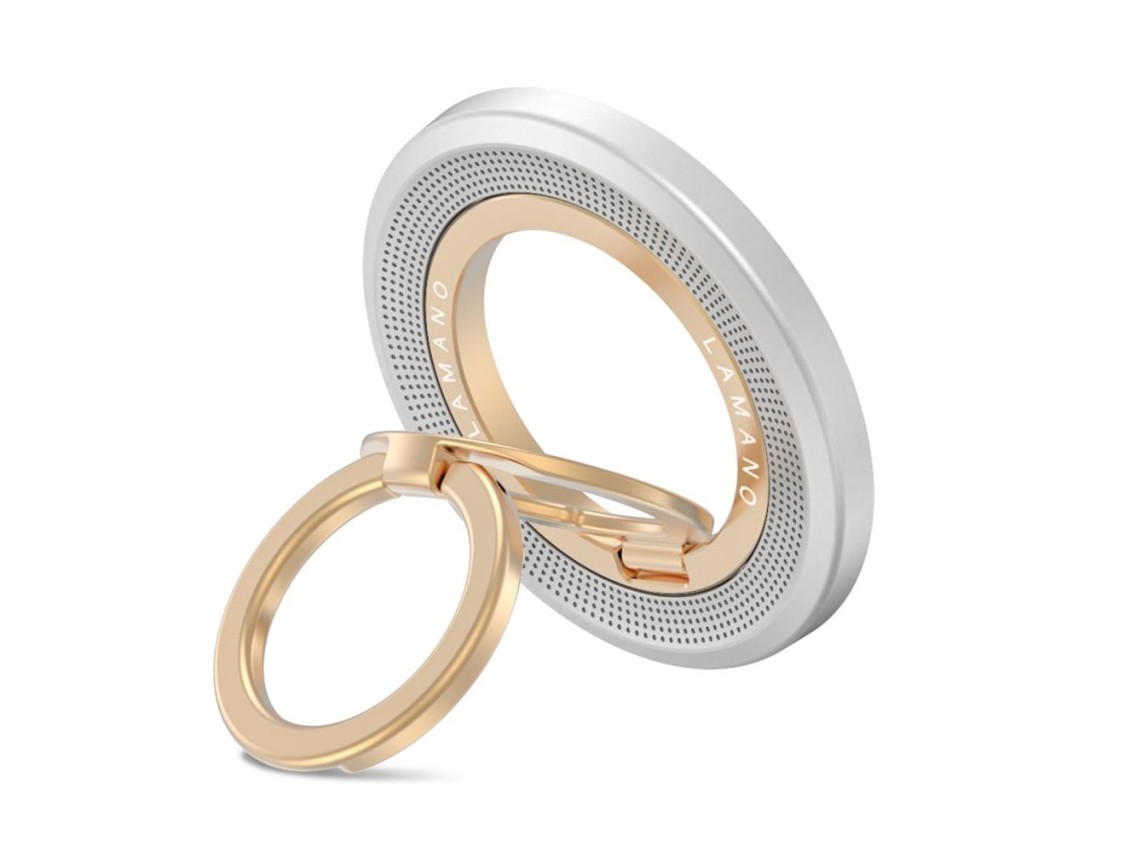 Suporte magnético para celular Tech-Protect MMR700 Lamano MagSafe - Cinza e Dourado