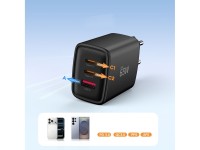 Tech-Protect NCA65W-GAN 3-Port 65W Wall Charger - Black Tech-Protect NCA65W-GAN 3-Port 65W Wall Charger - Black