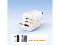 Carregador de parede Tech-Protect NCA65W-GAN de 3 portas e 65 W - Branco Carregador de parede Tech-Protect NCA65W-GAN de 3 portas e 65 W - Branco