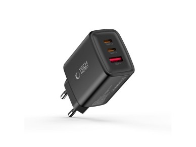 Tech-Protect NCA65W-GAN 3-Port 65W Wall Charger - Black Tech-Protect NCA65W-GAN 3-Port 65W Wall Charger - Black