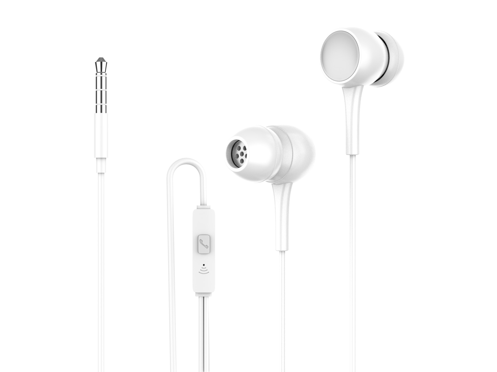 Techancy In-Ear Headphones with White Wires 1.2 M TD8057, 3.5 Mm Jack Compatible with Mobile Phones/