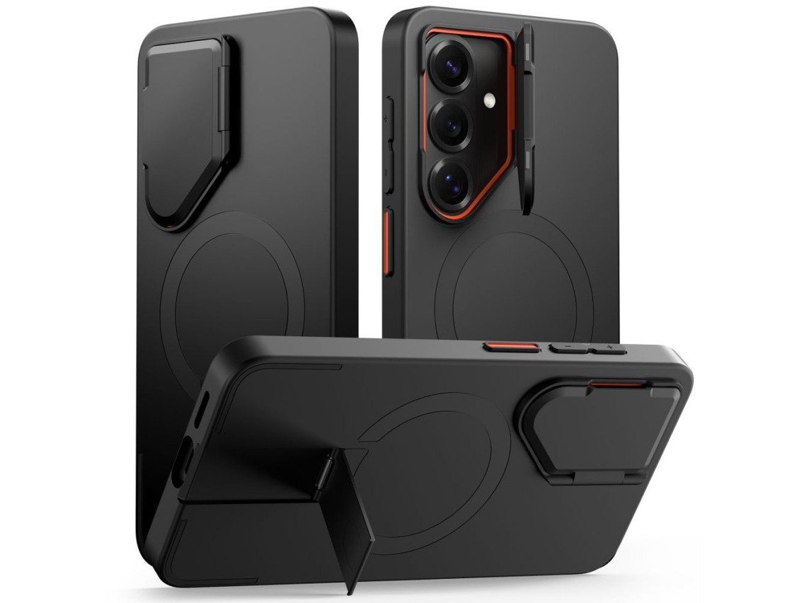 Tech-Protect Kevlar Aura MagSafe Case for Samsung Galaxy S26 - Black and Orange