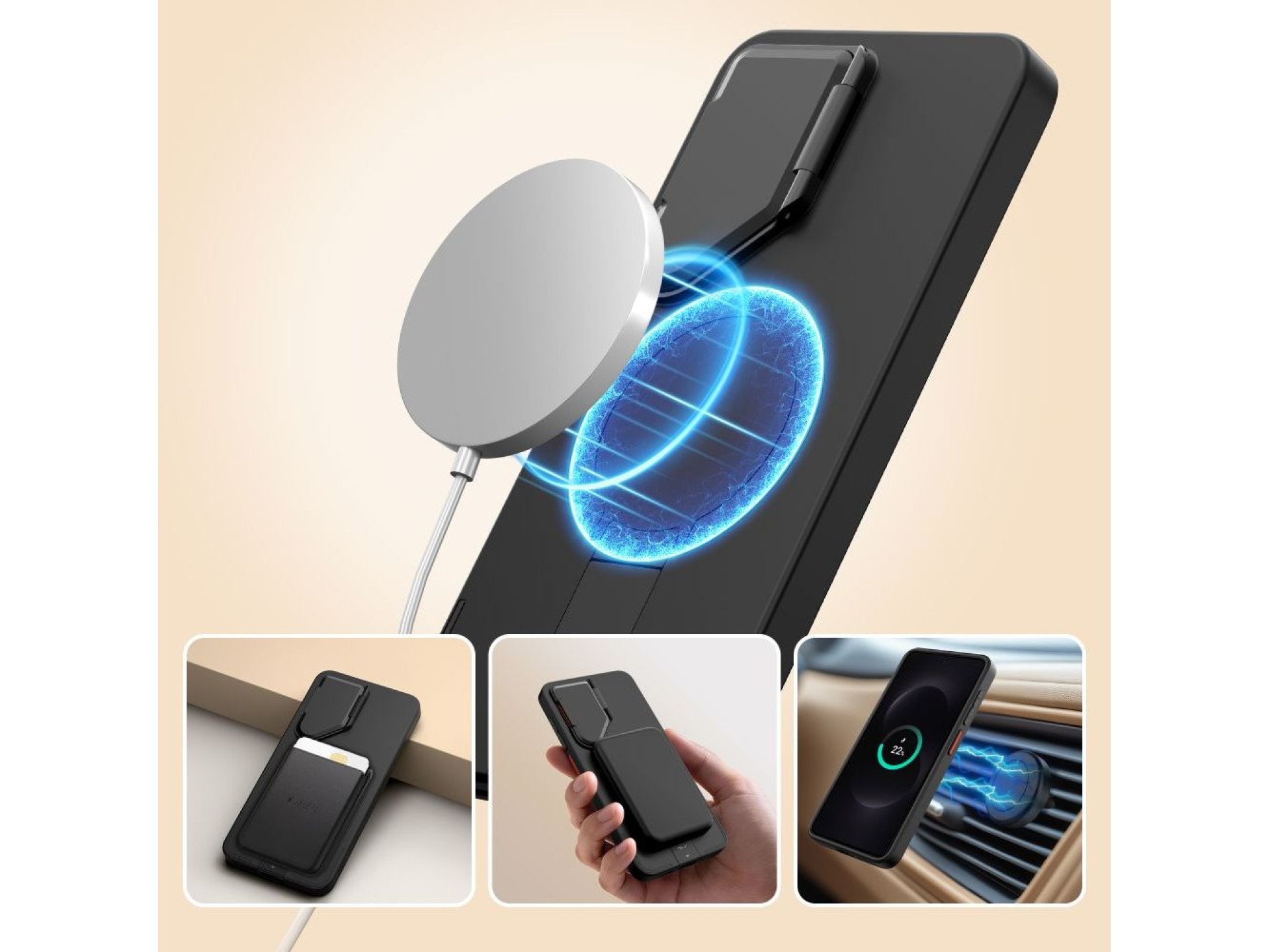 Tech-Protect Kevlar Aura MagSafe Case for Samsung Galaxy S26 - Black and Orange