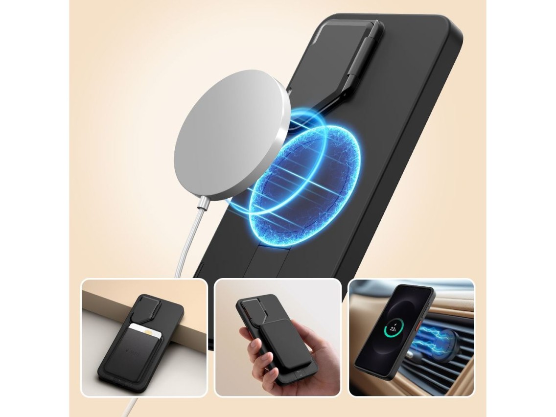 Tech-Protect Kevlar Aura MagSafe Case for Samsung Galaxy S26 - Black and Orange