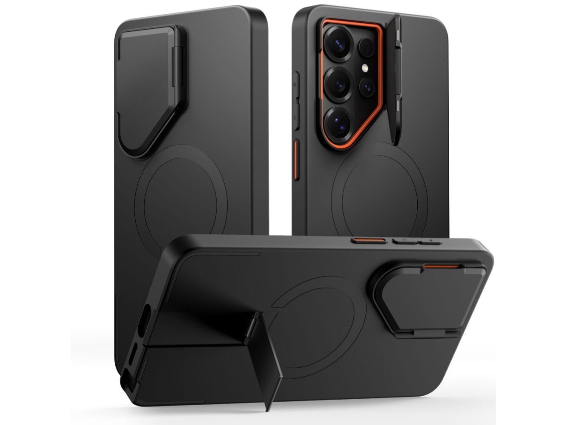 Funda Tech-Protect Kevlar Aura MagSafe para Samsung Galaxy S26 Ultra - Negra y naranja