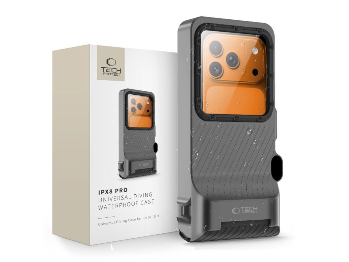 Capa para celular Tech-Protect IPX8 Pro à prova d'água - Cinza e Preta