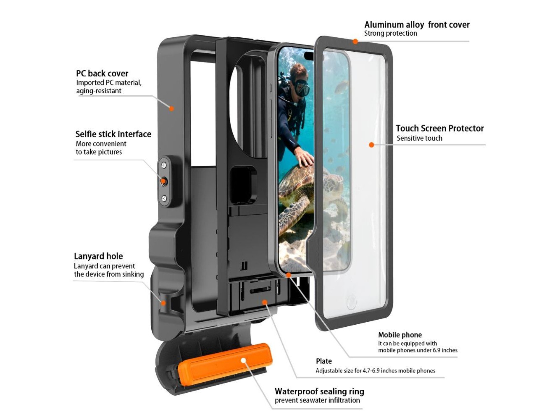 Capa para celular Tech-Protect IPX8 Pro à prova d'água - Cinza e Preta