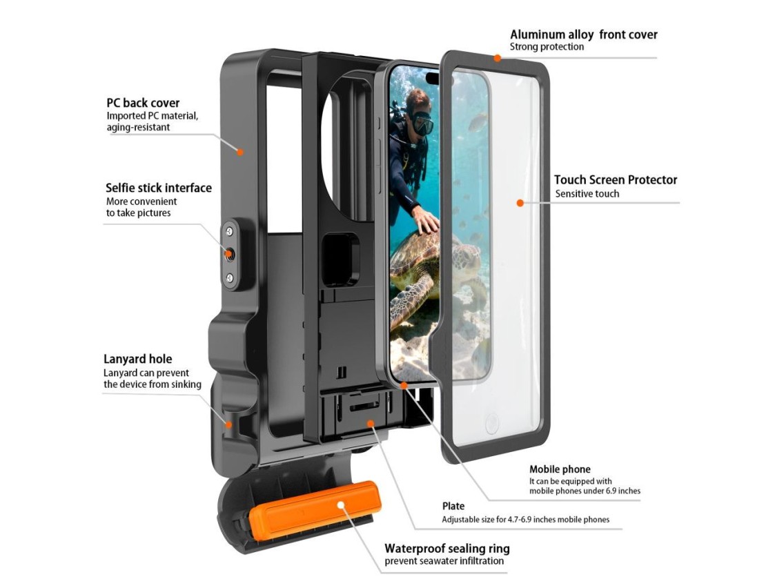 Capa para celular Tech-Protect IPX8 Pro à prova d'água - Cinza e Preta