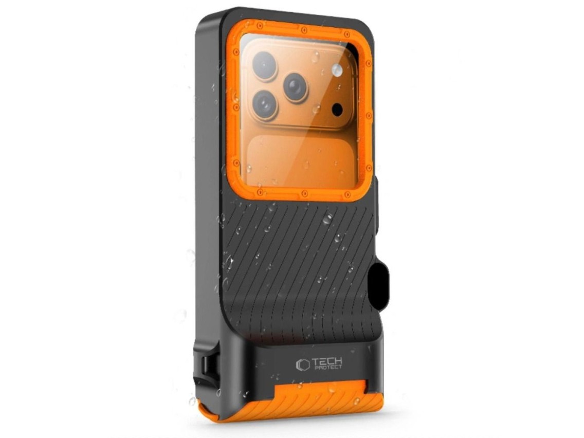 Capa para celular Tech-Protect IPX8 Pro à prova d'água - Laranja e preta