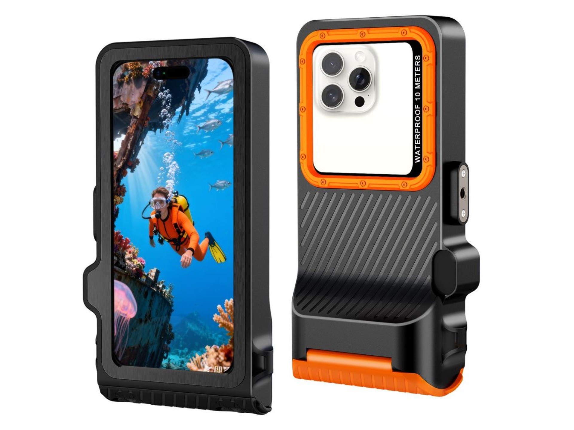 Capa para celular Tech-Protect IPX8 Pro à prova d'água - Laranja e preta