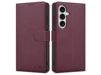 Tech-Protect Wallet Case for Samsung Galaxy S26 - Burgundy