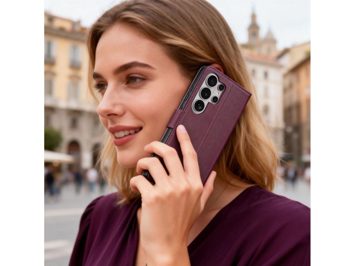 Tech-Protect Wallet Case for Samsung Galaxy S26 Ultra - Burgundy