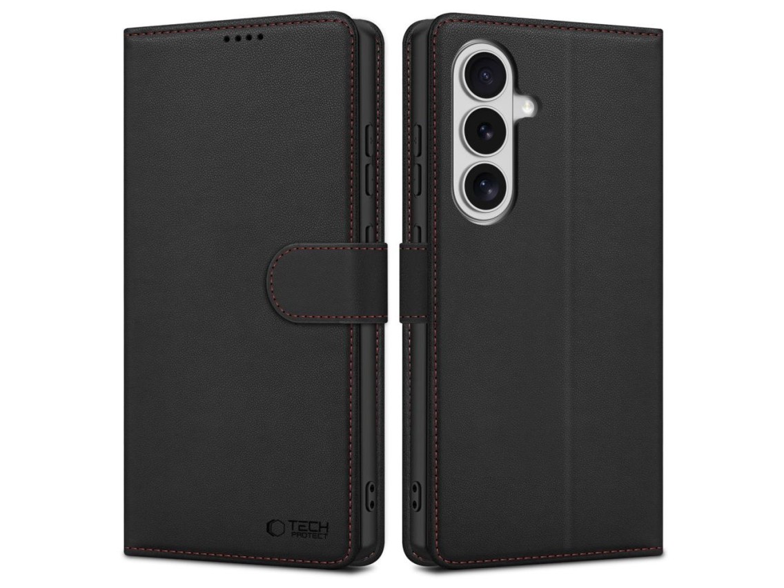 Funda tipo cartera Tech-Protect para Samsung Galaxy S26 - Negra y roja