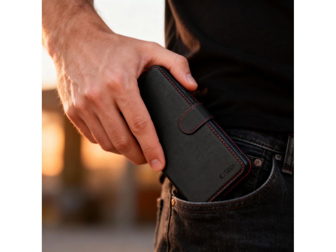 Funda tipo cartera Tech-Protect para Samsung Galaxy S26 - Negra y roja