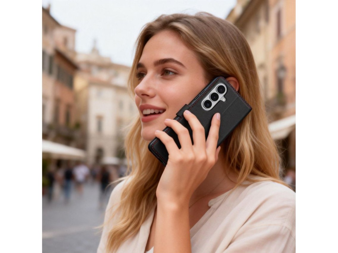 Funda tipo cartera Tech-Protect para Samsung Galaxy S26 - Negra y roja