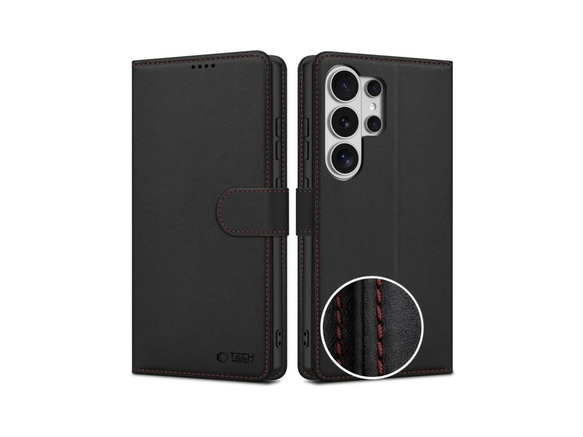 Funda tipo cartera Tech-Protect para Samsung Galaxy S26 Ultra - Negro y rojo