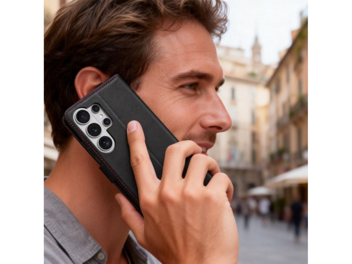 Funda tipo cartera Tech-Protect para Samsung Galaxy S26 Ultra - Negro y rojo