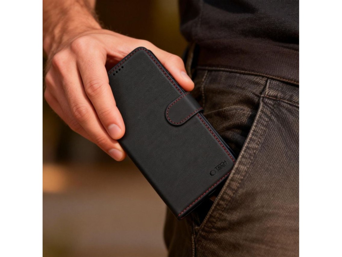Funda tipo cartera Tech-Protect para Samsung Galaxy S26 Ultra - Negro y rojo