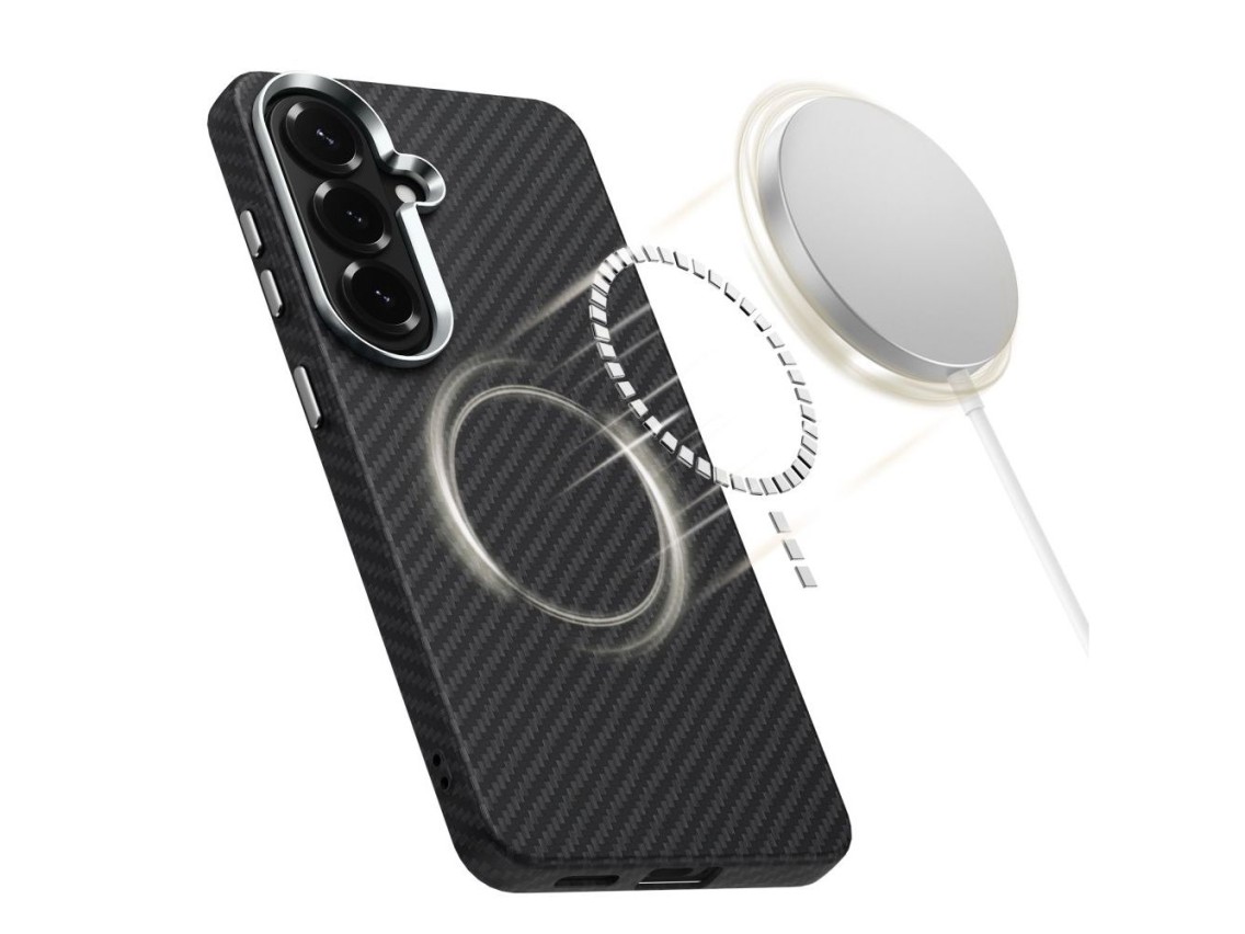 Tech-Protect Ion Carbon MagSafe Case for Samsung Galaxy S26 - Black and Silver