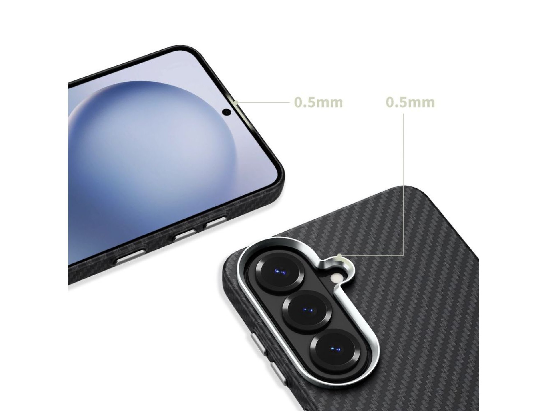 Tech-Protect Ion Carbon MagSafe Case for Samsung Galaxy S26 - Black and Silver