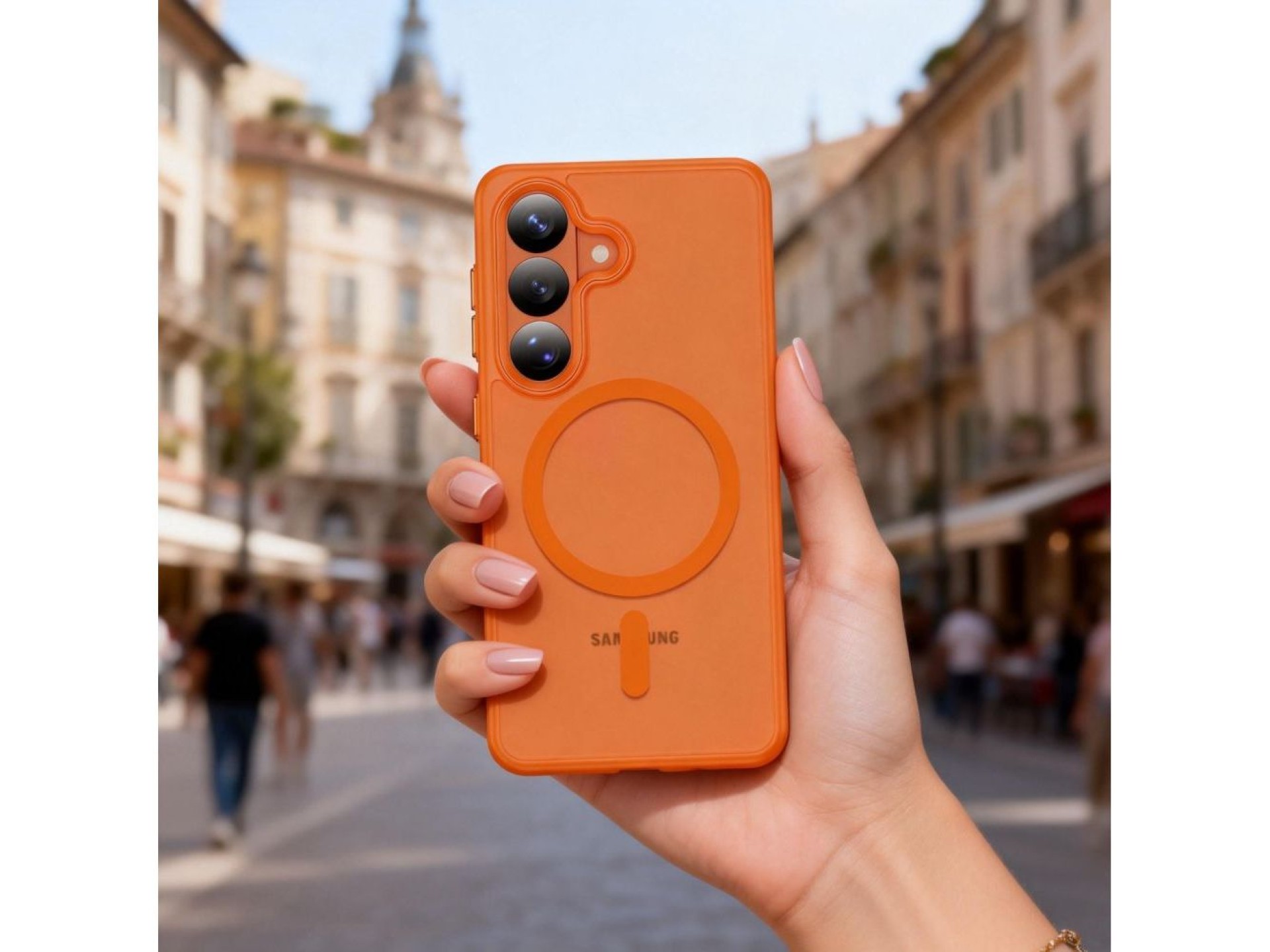 Tech-Protect Magmat MagSafe Case for Samsung Galaxy S26 - Orange Matte