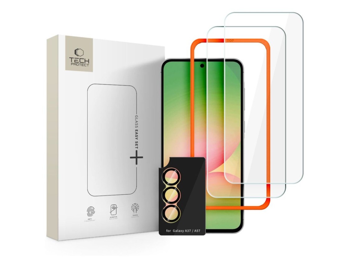 Tech-Protect Easy Set+ 3-Pack Tempered Glass for Samsung Galaxy A57 5G