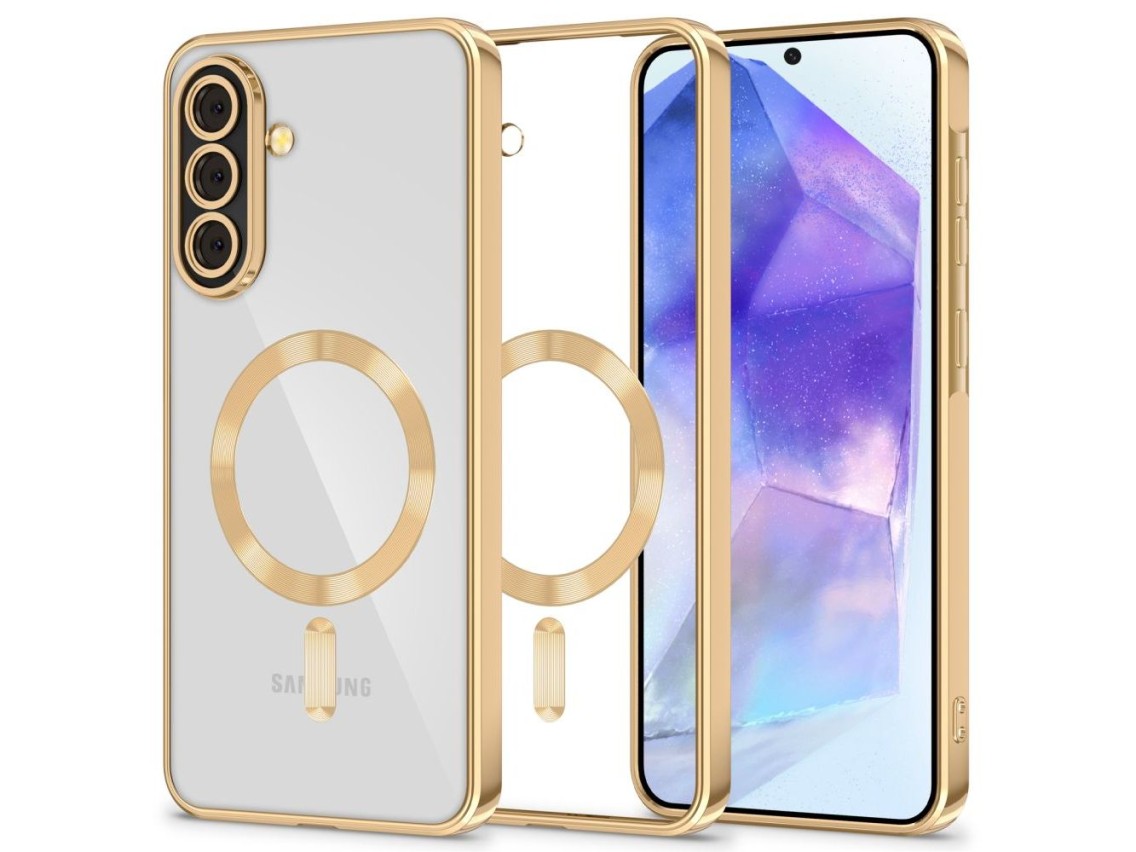 Funda MagSafe Tech-Protect MagFlex para Samsung Galaxy A57 5G - Dorado transparente