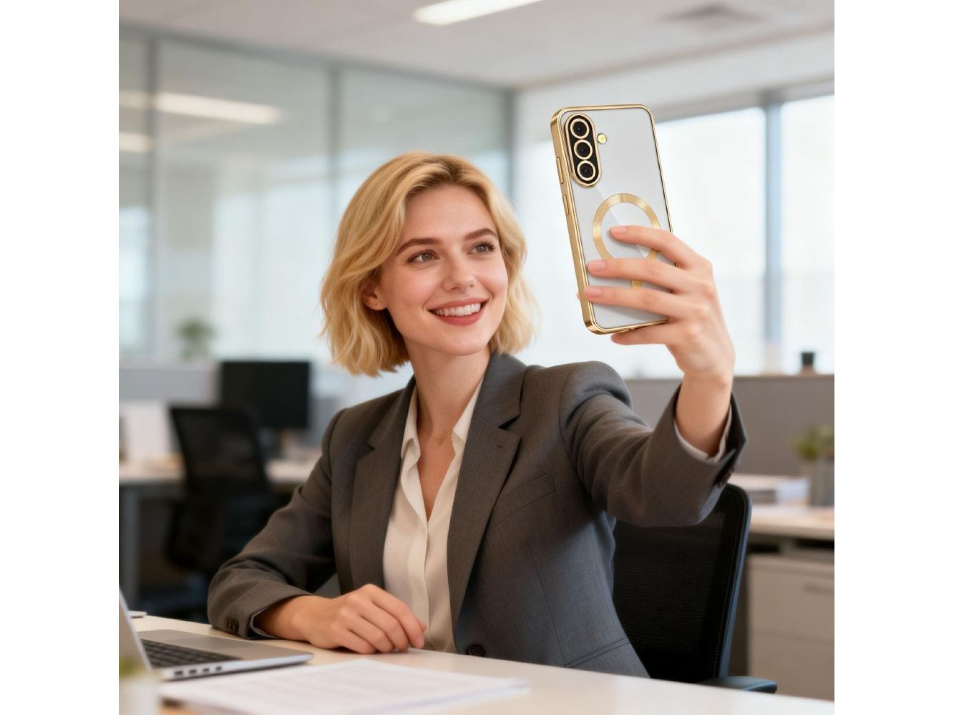 Funda MagSafe Tech-Protect MagFlex para Samsung Galaxy A57 5G - Dorado transparente